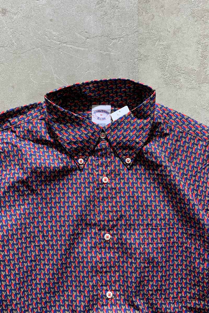 L/S B.D. DESIGN COTTON SHIRT / NAVY [SIZE: M USED]