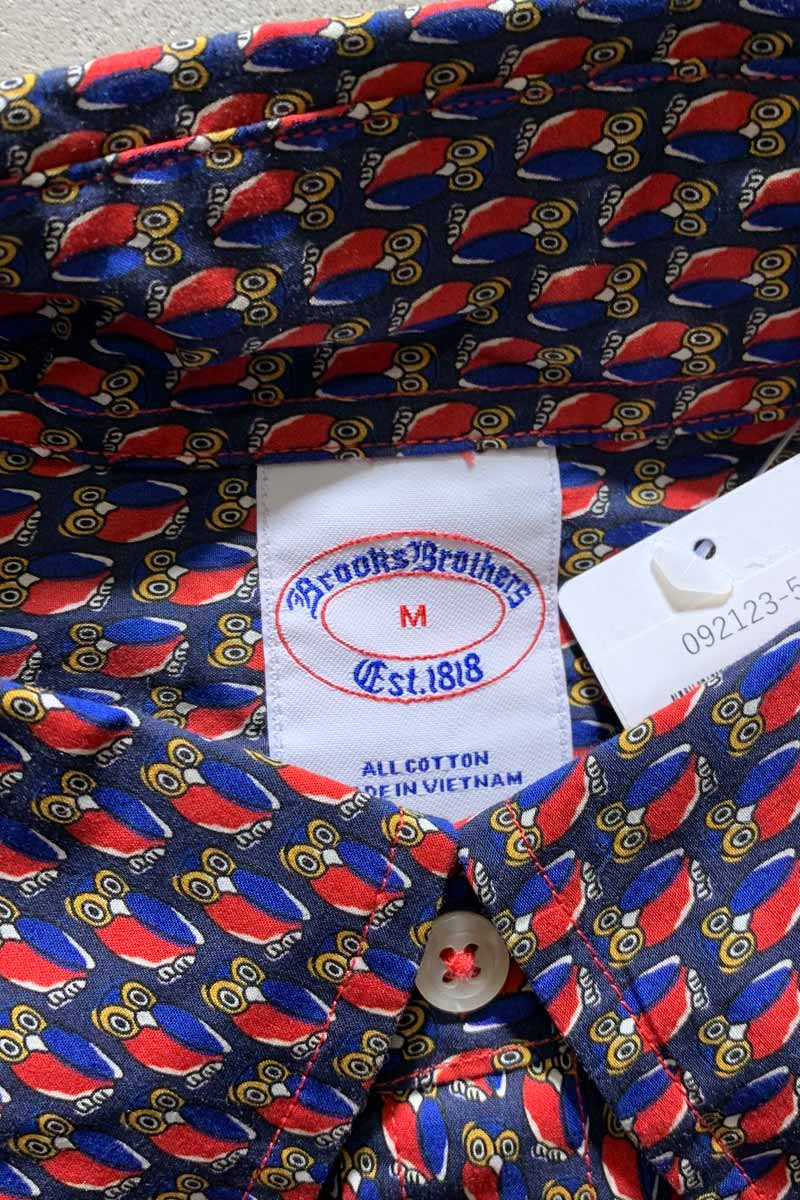 L/S B.D. DESIGN COTTON SHIRT / NAVY [SIZE: M USED]