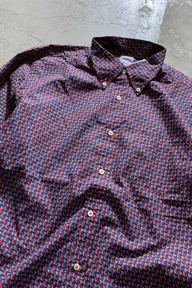 L/S B.D. DESIGN COTTON SHIRT / NAVY [SIZE: M USED]