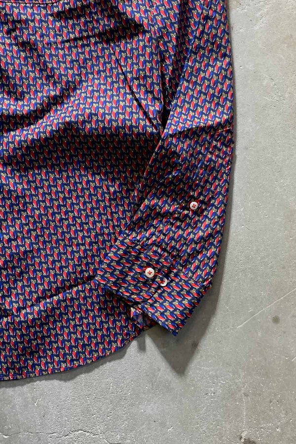 L/S B.D. DESIGN COTTON SHIRT / NAVY [SIZE: M USED]