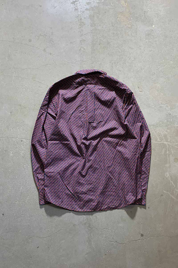 L/S B.D. DESIGN COTTON SHIRT / NAVY [SIZE: M USED]