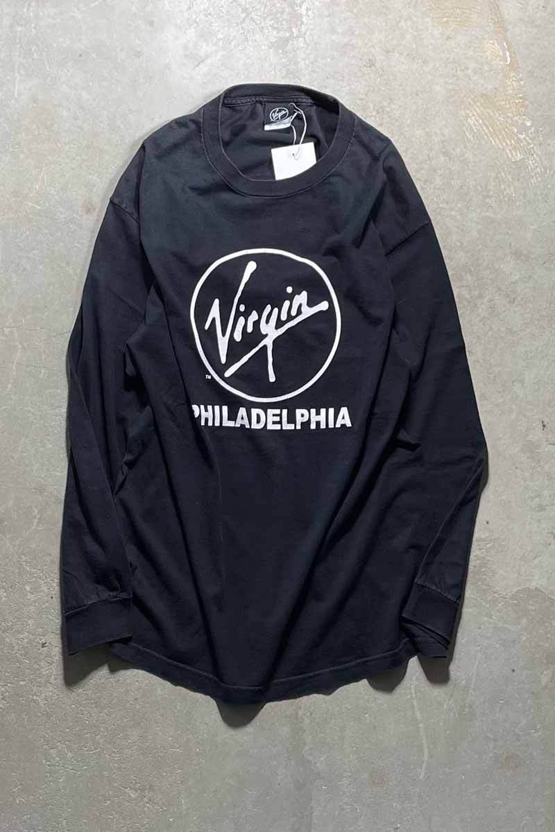 90'S L/S PHILADELPHIA STAFF PRINT T-SHIRT / BLACK [SIZE: L USED]