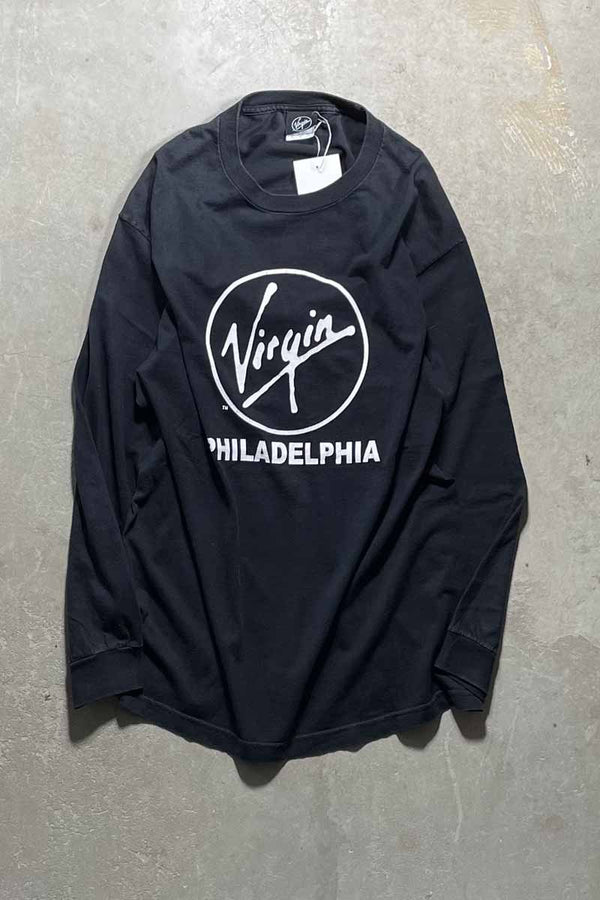 90'S L/S PHILADELPHIA STAFF PRINT T-SHIRT / BLACK [SIZE: L USED]