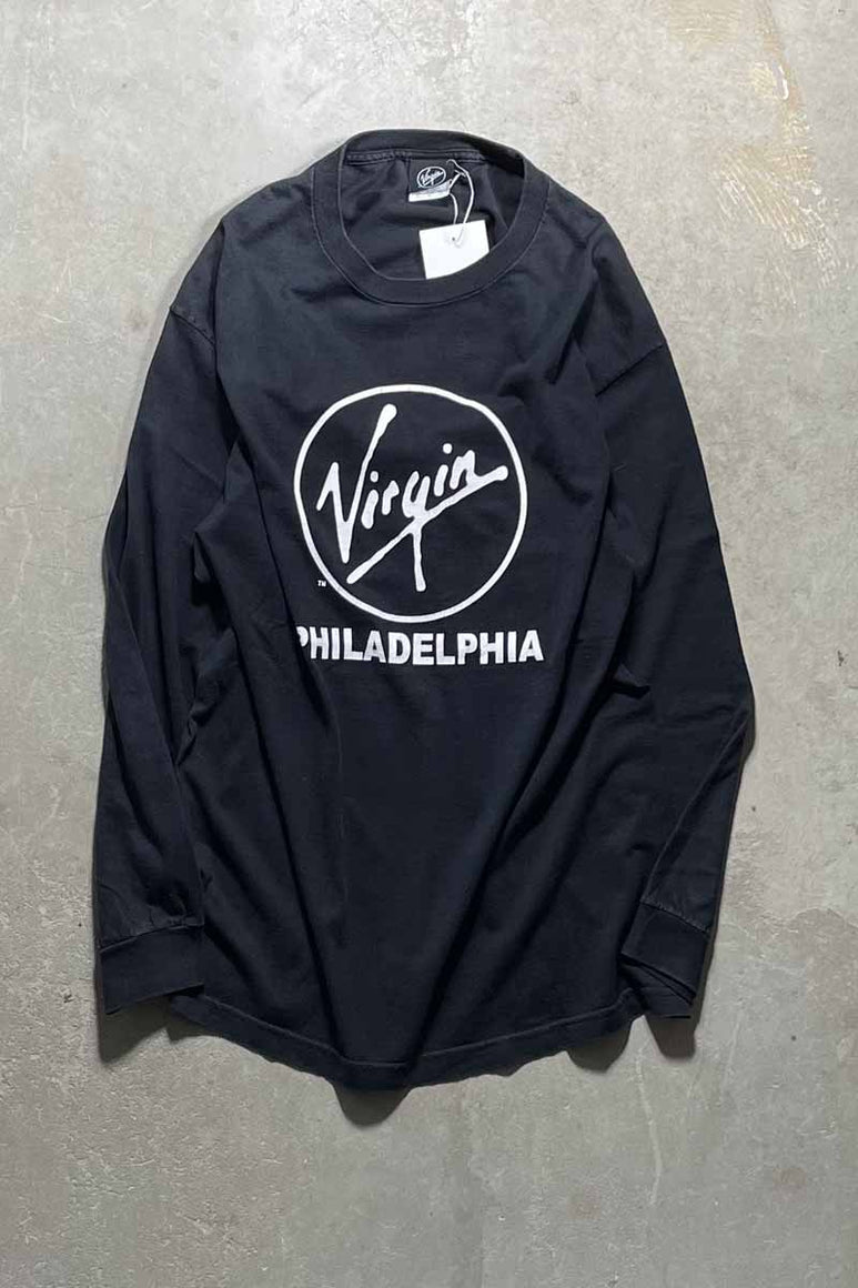 90'S L/S PHILADELPHIA STAFF PRNT T-SHIRT / BLACK [SIZE: L USED]