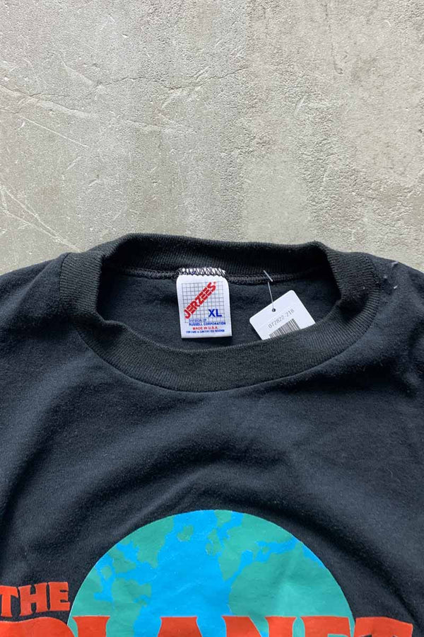 MADE IN USA 80'S S/S THE PLANET CAPE COD PRINT T-SHIRT / BLACK [SIZE: XL USED]