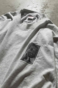S/S MALCOLMX PRINT T-SHIRT/ GRAY [SIZE: L USED]