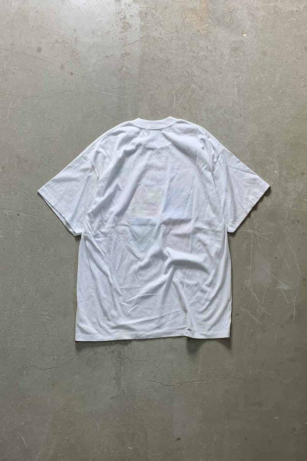 MADE IN USA 80'S S/S ISLAND PRINT T-SHIRT / WHITE [SIZE: XL USED]