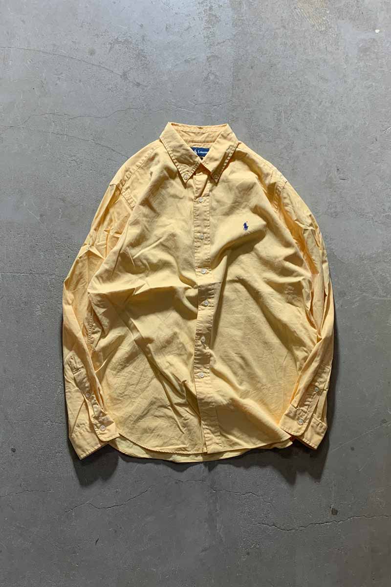 90'S L/S B.D COTTON CLASSIC FIT SHIRT / YELLOW [SIZE: L USED]