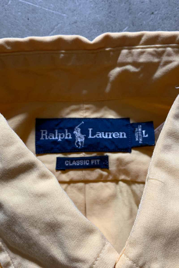 90'S L/S B.D COTTON CLASSIC FIT SHIRT / YELLOW [SIZE: L USED]