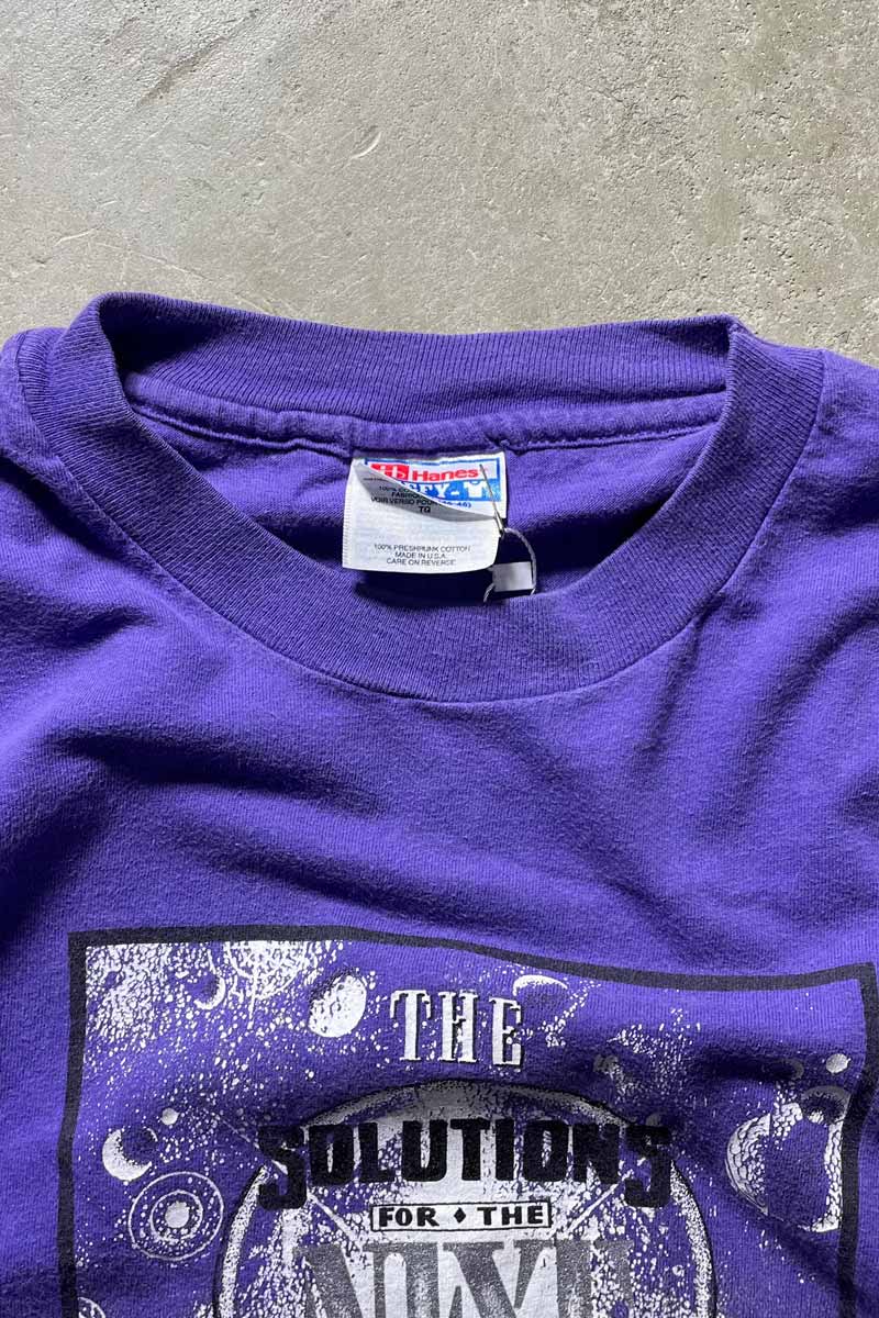90'S S/S SOLUTIONS PRINT T-SHIRT / PURPLE [SIZE: XL USED]
