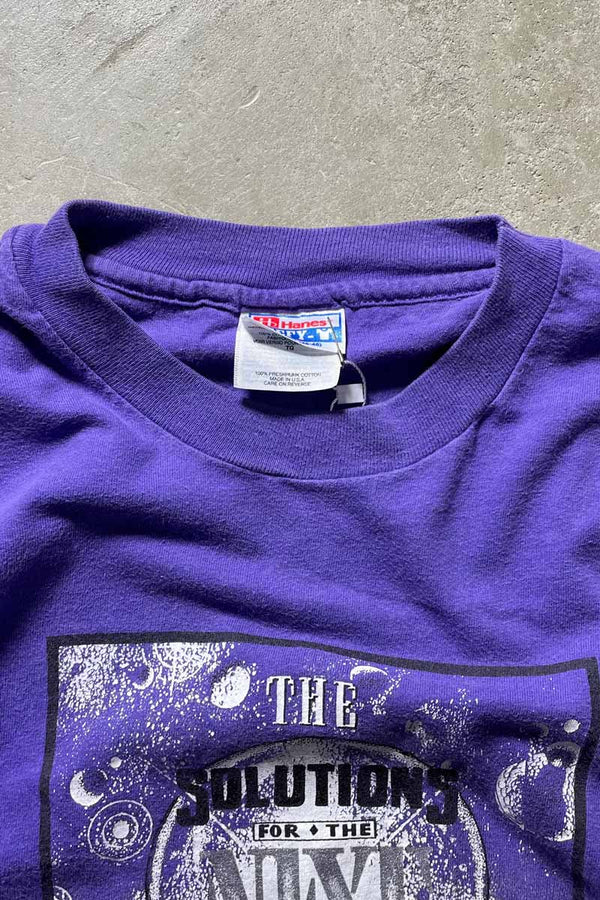 90'S S/S SOLUTIONS PRINT T-SHIRT / PURPLE [SIZE: XL USED]