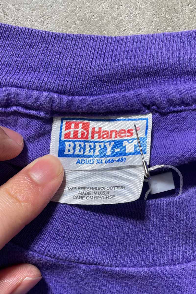 90'S S/S SOLUTIONS PRINT T-SHIRT / PURPLE [SIZE: XL USED]