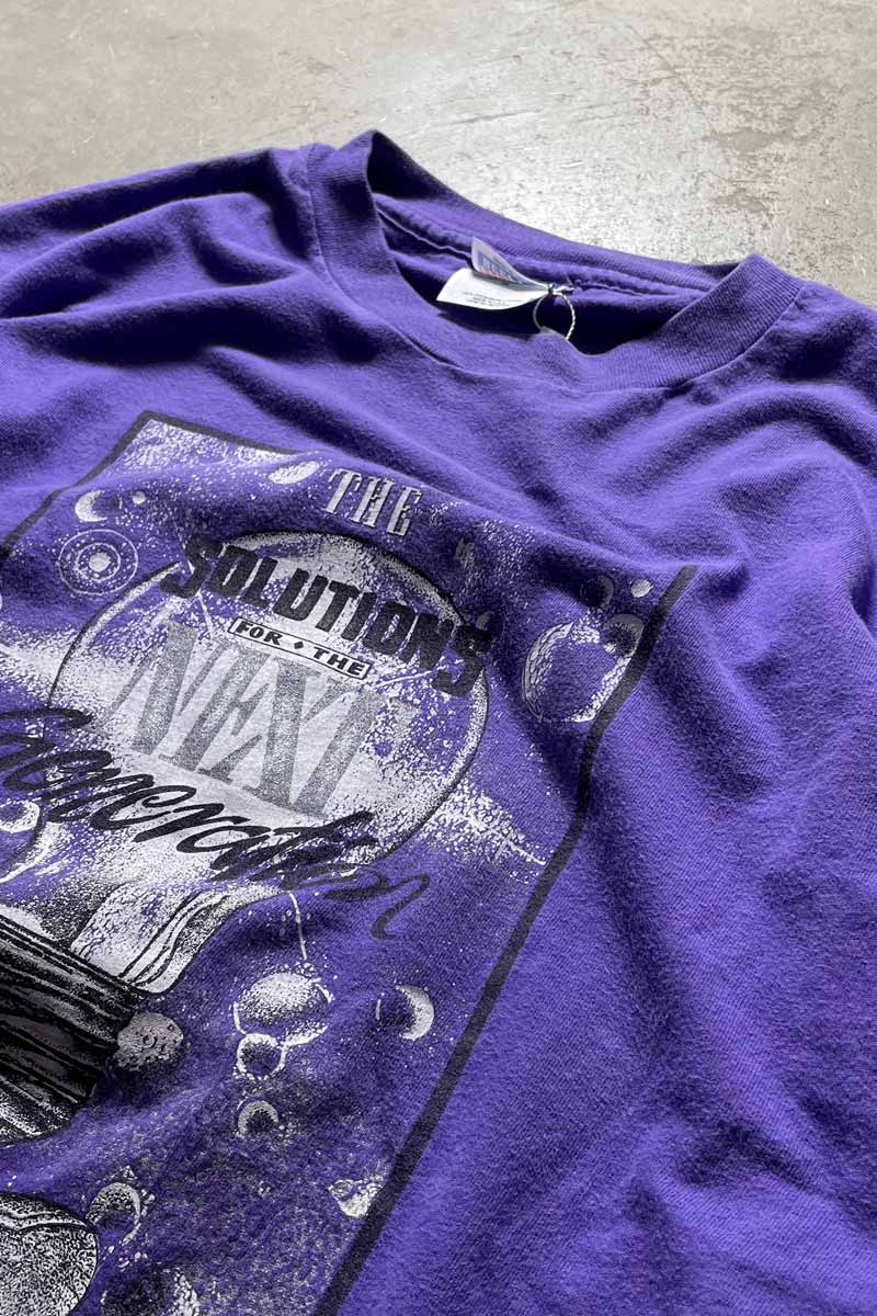 90'S S/S SOLUTIONS PRINT T-SHIRT / PURPLE [SIZE: XL USED]