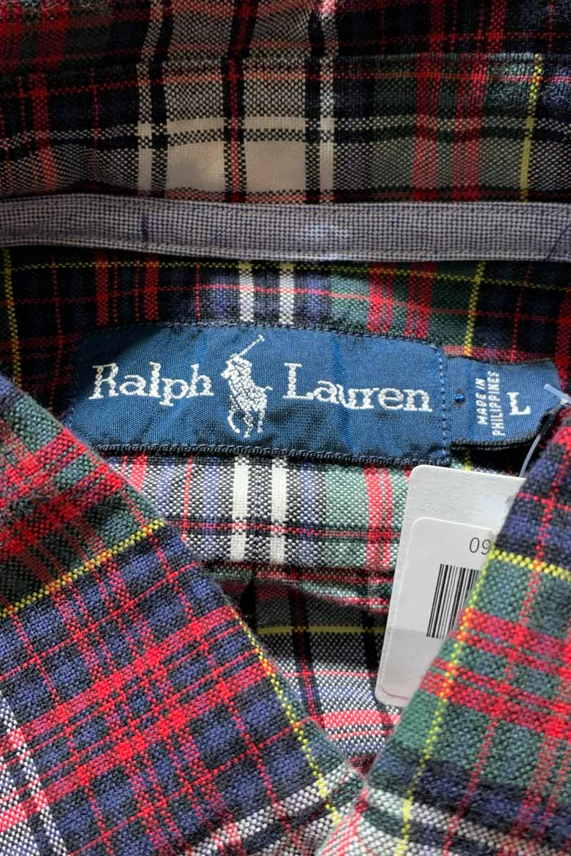 90's L/S B.D. Cotton Check Shirt / Multi [Size: L Used]