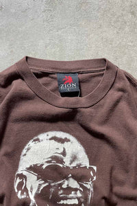 MADE IN USA 05'S RAY CHARLES FACE PRINT ARTIST T-SHIRT/ BROWN [SIZE: L USED]