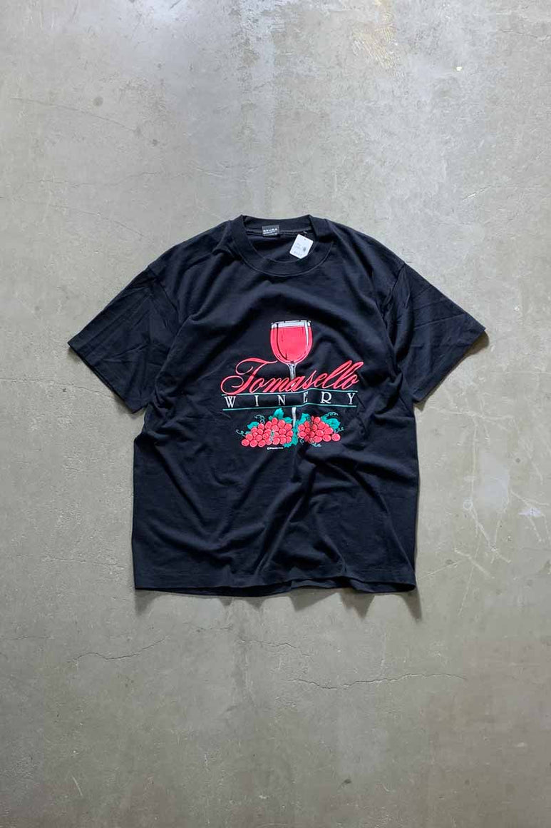 MADE IN USA 90'S S/S WINERY T-SHIRT / BLACK [SIZE: XL USED]