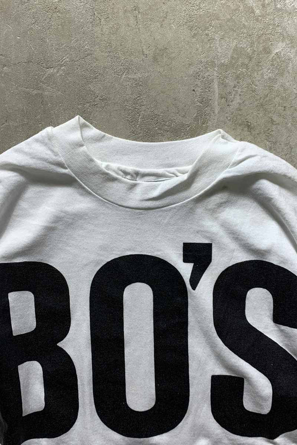 MADE IN USA 90'S S/S BO'S HIP PRINT MESSAGE T-SHIRT / WHITE [SIZE: L USED]