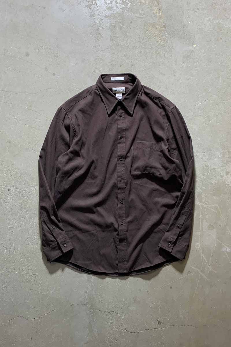 L/S VEGAN SUEDE SHIRT / BROWN [SIZE: L USED]