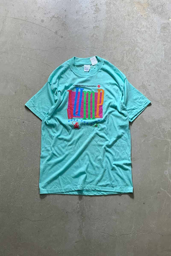 MADE IN USA 90'S S/S JUMP PRINT T-SHIRT / GREEN [SIZE: XL USED]