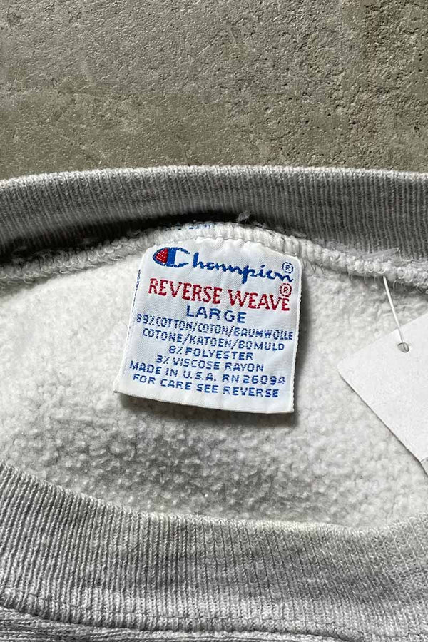 MADE IN USA 90'S REVERSE WEAVE QUINCY COLLEGE PRINT SWEATSHIRT / GRAY [SIZE:L USED]