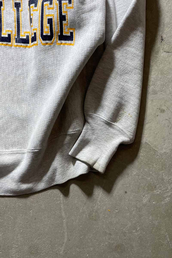 MADE IN USA 90'S REVERSE WEAVE QUINCY COLLEGE PRINT SWEATSHIRT / GRAY [SIZE:L USED]
