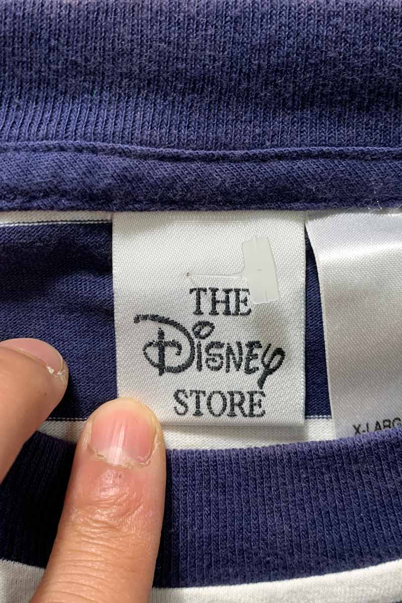 S/S BORDER TIGGER & EEYORE EMBROIDERY CHARACTER T-SHIRT / NAVY [SIZE: XL USED]