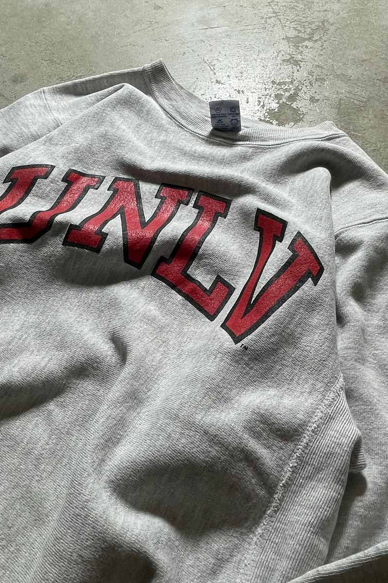 MADE IN USA 90'S REVERSE WEAVE UNLV PRINT SWEATSHIRT/ GRAY [SIZE:M USED]