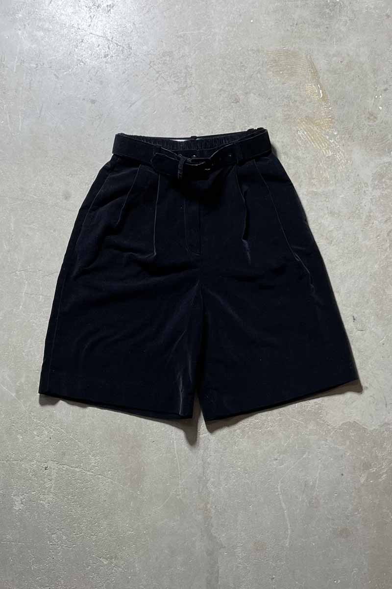 90'S BELTED VELVET SHORTS / BLACK [SIZE: M USED]