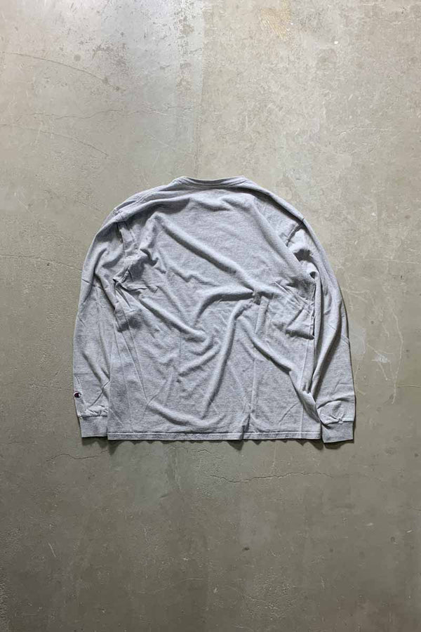 L/S YALL COLLEGE PRINT T-SHIRT / GRAY [SIZE: XL USED]