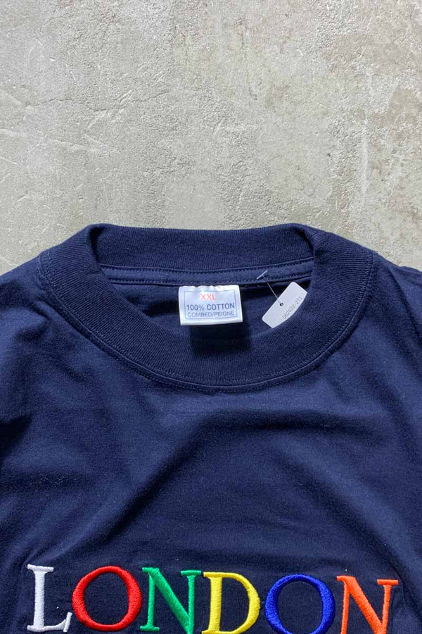 S/S LONDON COLOR EMBROIDERY T-SHIRT / NAVY [SIZE: 2XL USED]