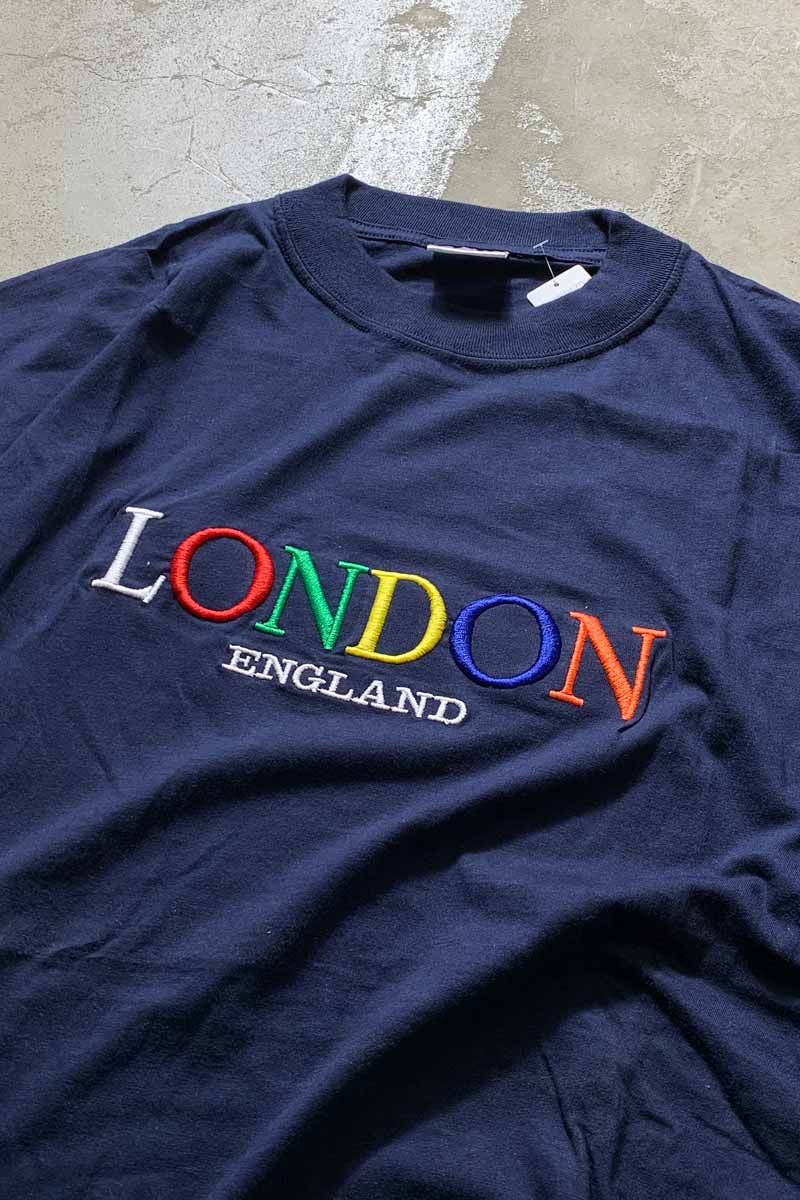 S/S LONDON COLOR EMBROIDERY T-SHIRT / NAVY [사이즈: 2XL USED]