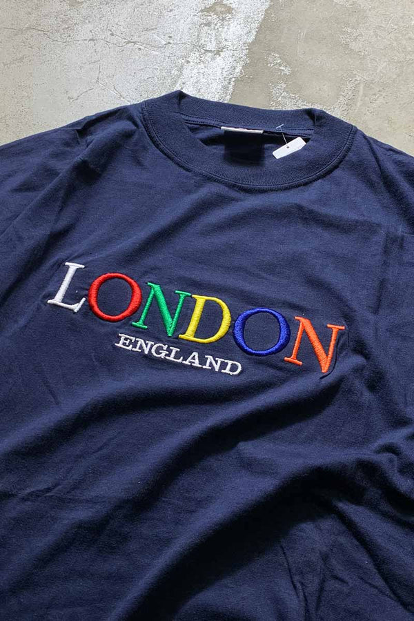S/S LONDON COLOR EMBROIDERY T-SHIRT / NAVY [SIZE: 2XL USED]