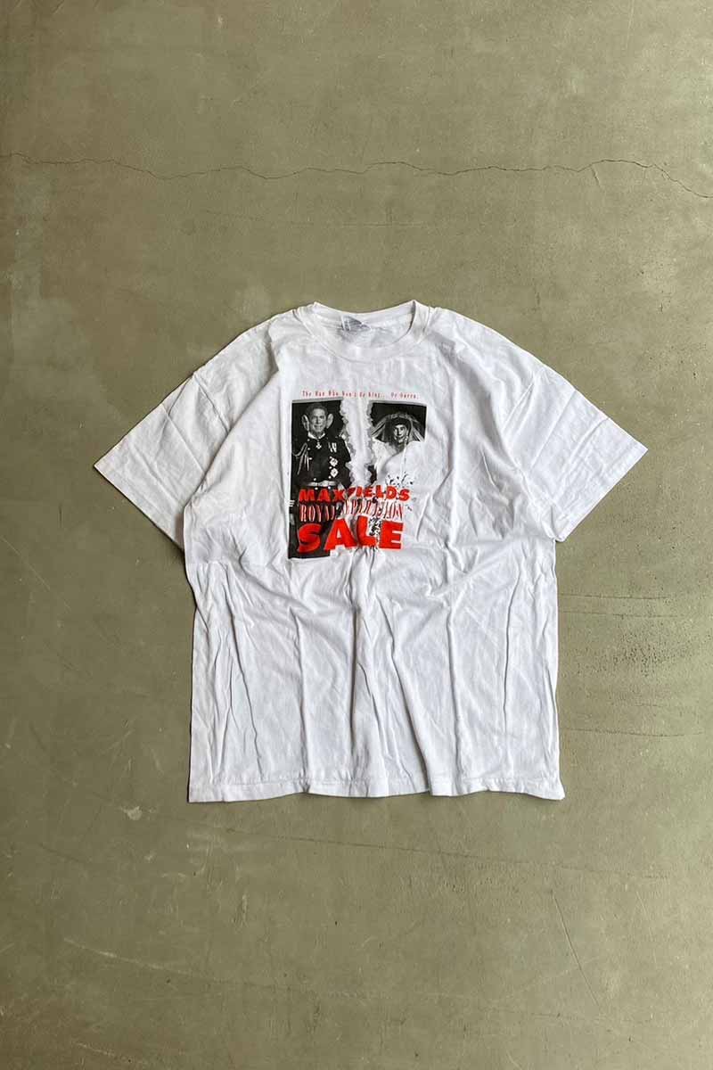 MADE IN USA 80'S S/S CHARLES AND DIANA PRINT T-SHIRT SINGLESTITCH / WHITE [SIZE: XL USED]