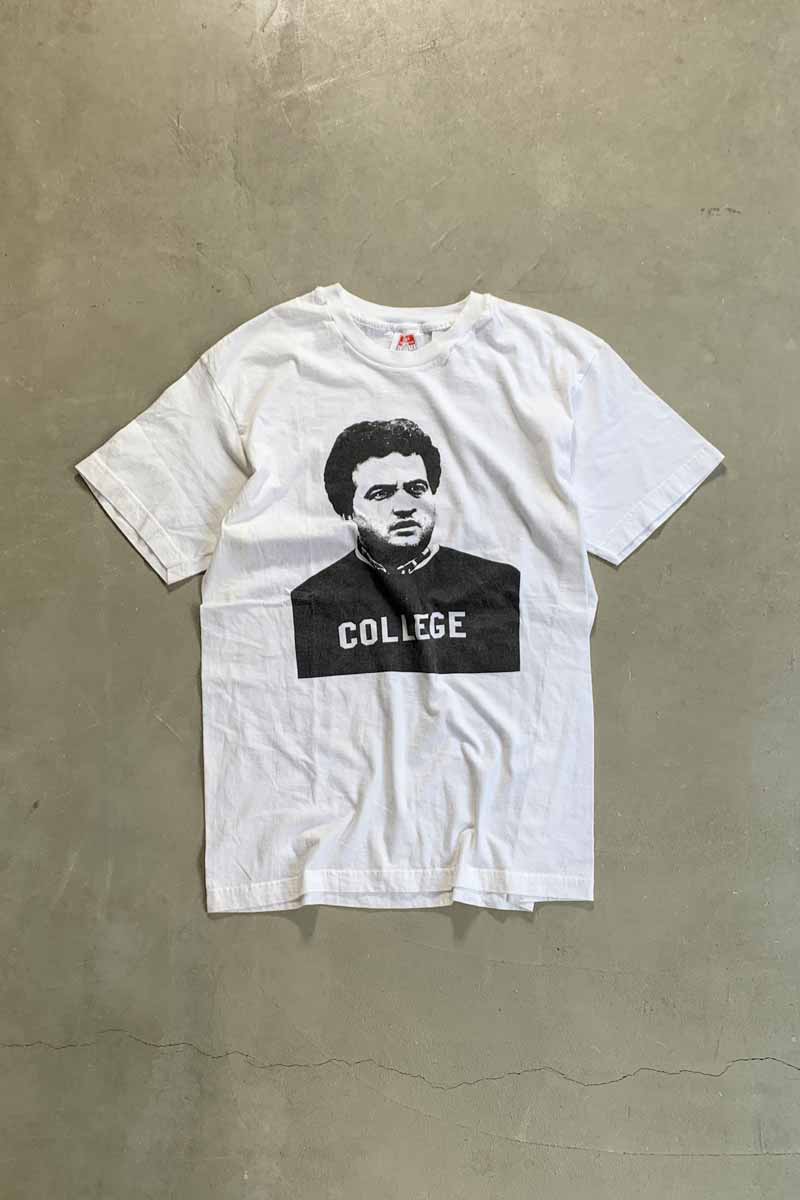 MADE IN USA EARLY 00'S S/S COLLEGE FACE PRINT GREAT MAN T-SHIRT / WHITE [SIZE: L USED]