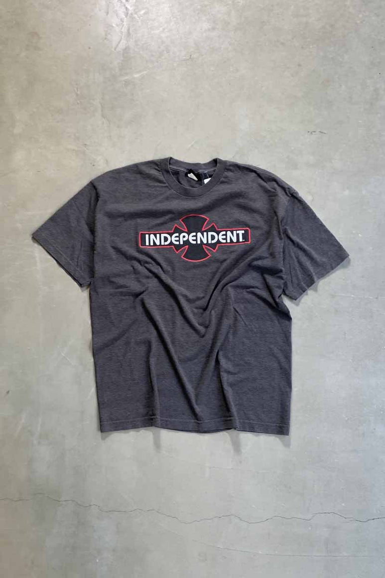 MADE IN MEXICO 90'S INDEPENDENT LOGO PRINT T-SHIRT / CHARCOAL [SIZE: XL USED]