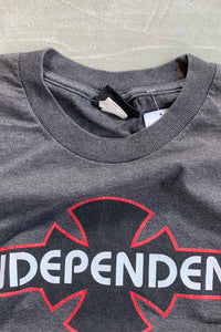 MADE IN MEXICO 90'S INDEPENDENT LOGO PRINT T-SHIRT / CHARCOAL [SIZE: XL USED]