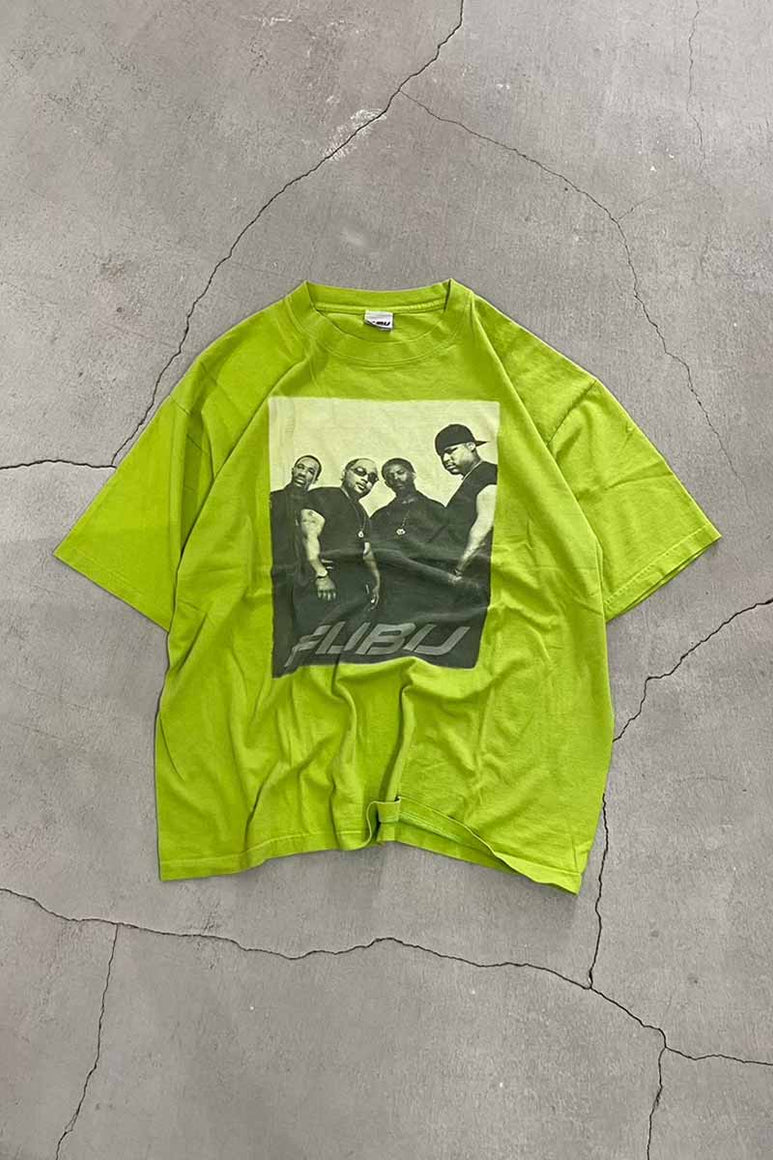 Y2K MADE IN USA EARLY 00'S HIP HOP PRINT T-SHIRT / LIME GREEN [SIZE: 2XL USED]