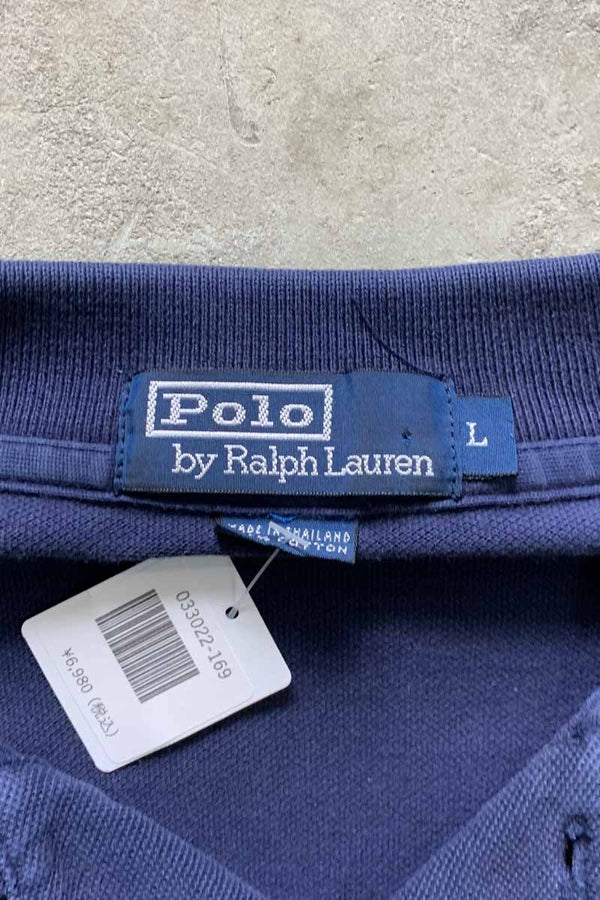 90'S L/S POLO BEAR POLO SHIRT / NAVY [SIZE: L USED]