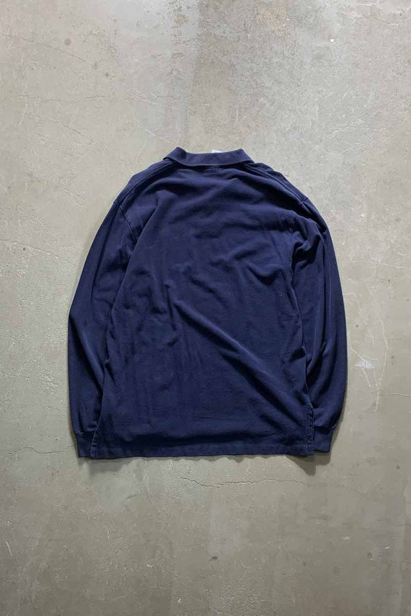 90'S L/S POLO BEAR POLO SHIRT / NAVY [SIZE: L USED]