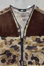 画像をギャラリービューアに読み込む, 90&#39;S CAMOUFLAGE MESH SEUDE HUNTING VEST/ BEIGE [SIZE:XL USED]
