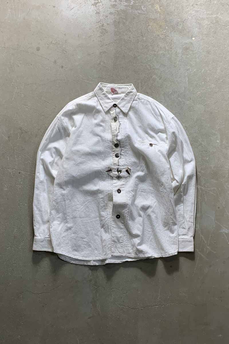 L/S TYROLEAN SHIRT / WHITE [SIZE: L USED]