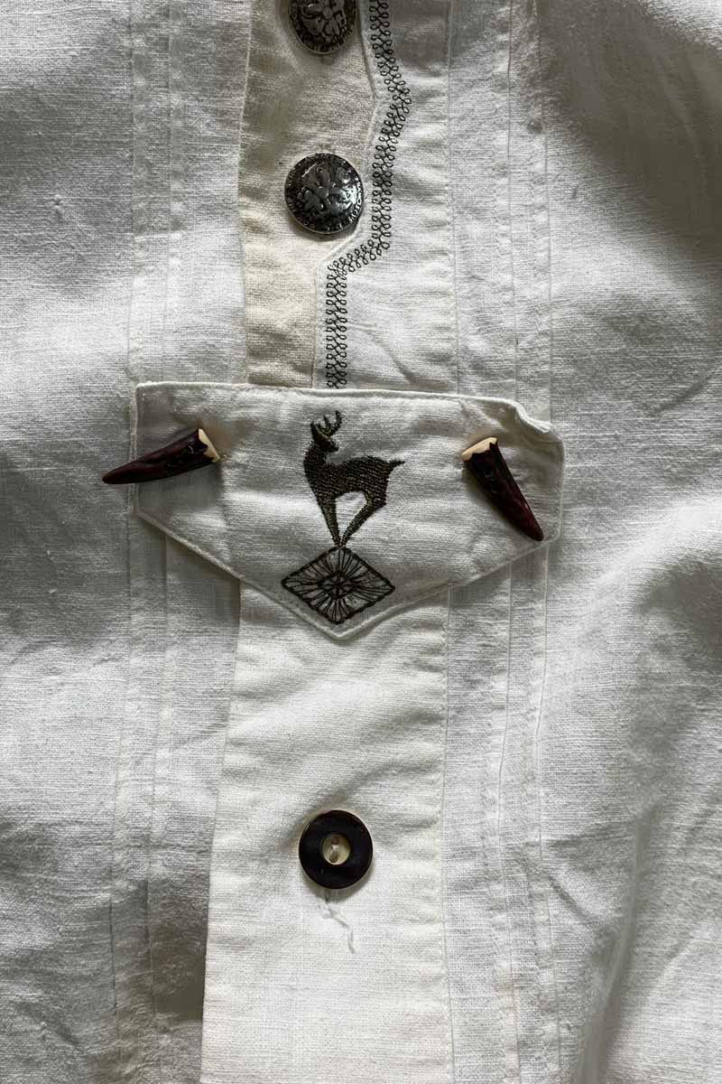 L/S TYROLEAN SHIRT / WHITE [SIZE: L USED]