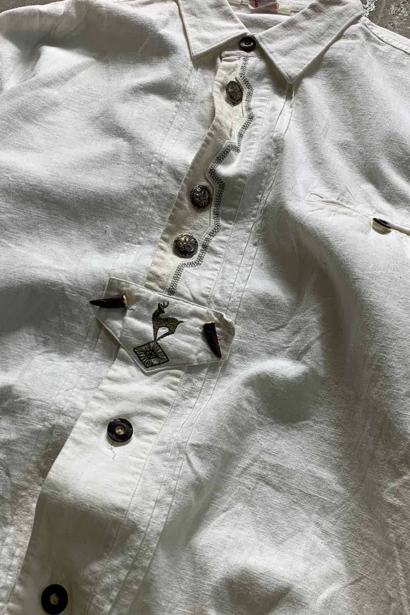 L/S TYROLEAN SHIRT / WHITE [SIZE: L USED]