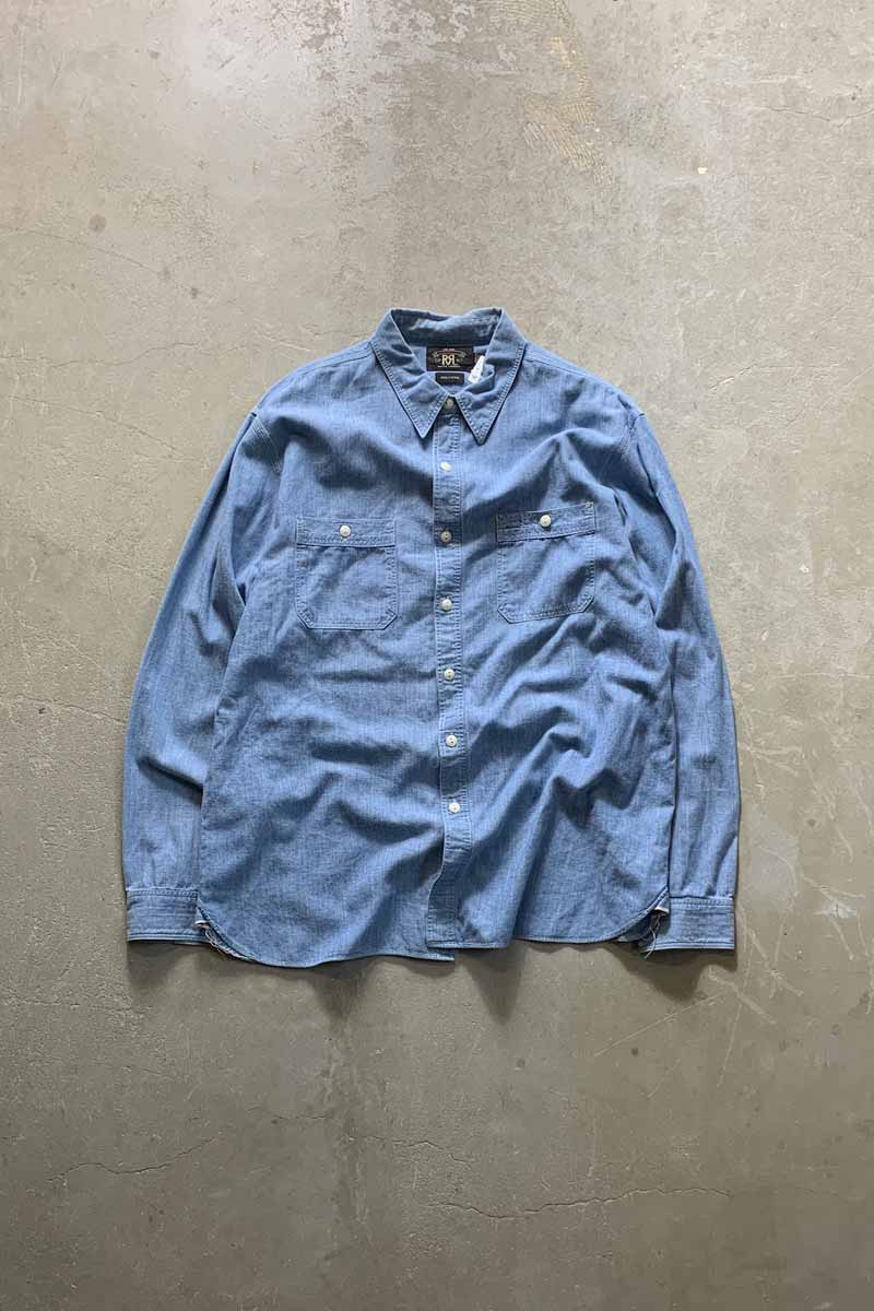 L/S CHAMBRAY WORK DENIM SHIRT / LIGHT INDIGO [SIZE: L USED]