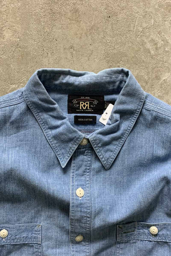 L/S CHAMBRAY WORK DENIM SHIRT / LIGHT INDIGO [SIZE: L USED]