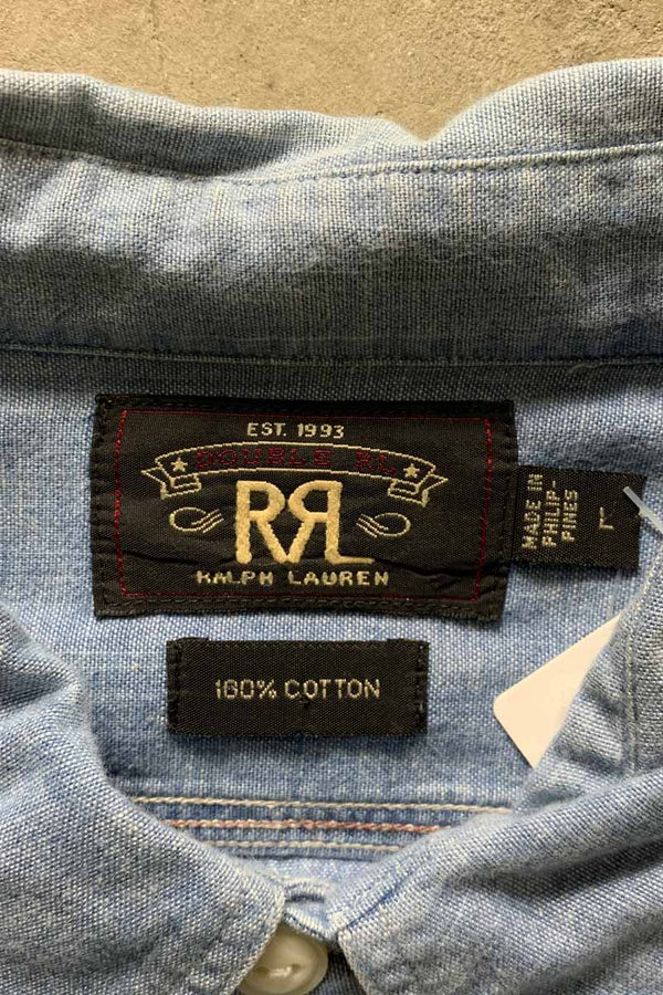 L/S CHAMBRAY WORK DENIM SHIRT / LIGHT INDIGO [SIZE: L USED]
