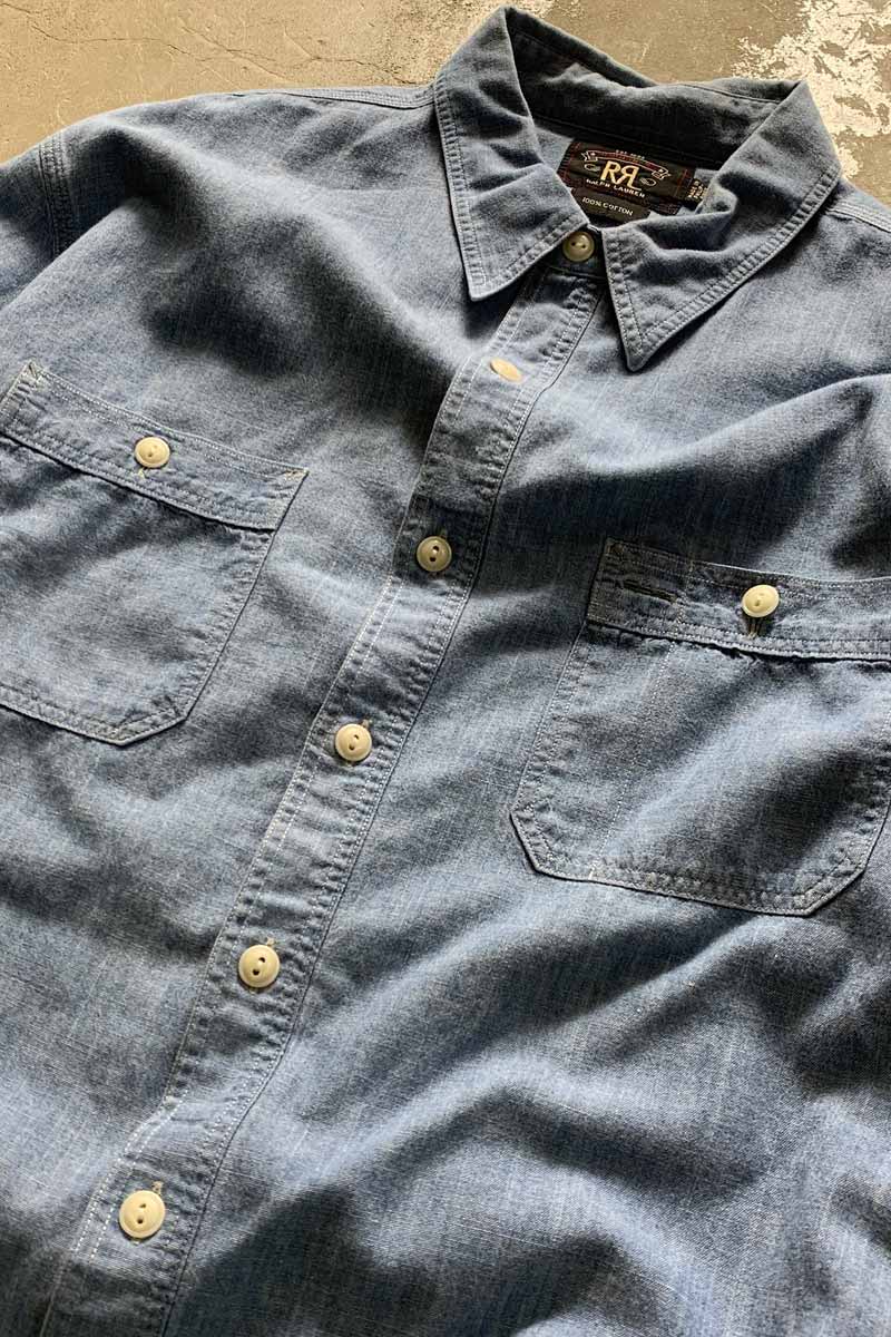 L/S CHAMBRAY WORK DENIM SHIRT / LIGHT INDIGO [SIZE: L USED]