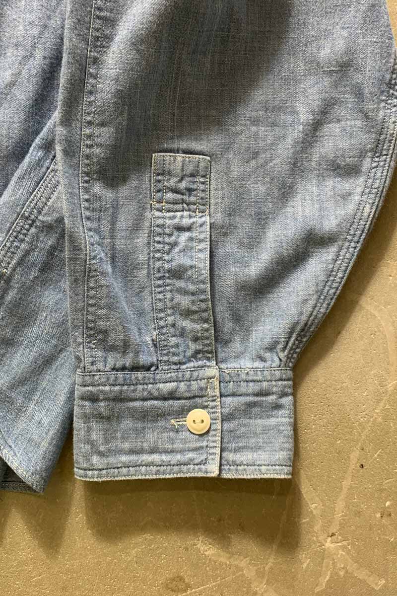 L/S CHAMBRAY WORK DENIM SHIRT / LIGHT INDIGO [SIZE: L USED]