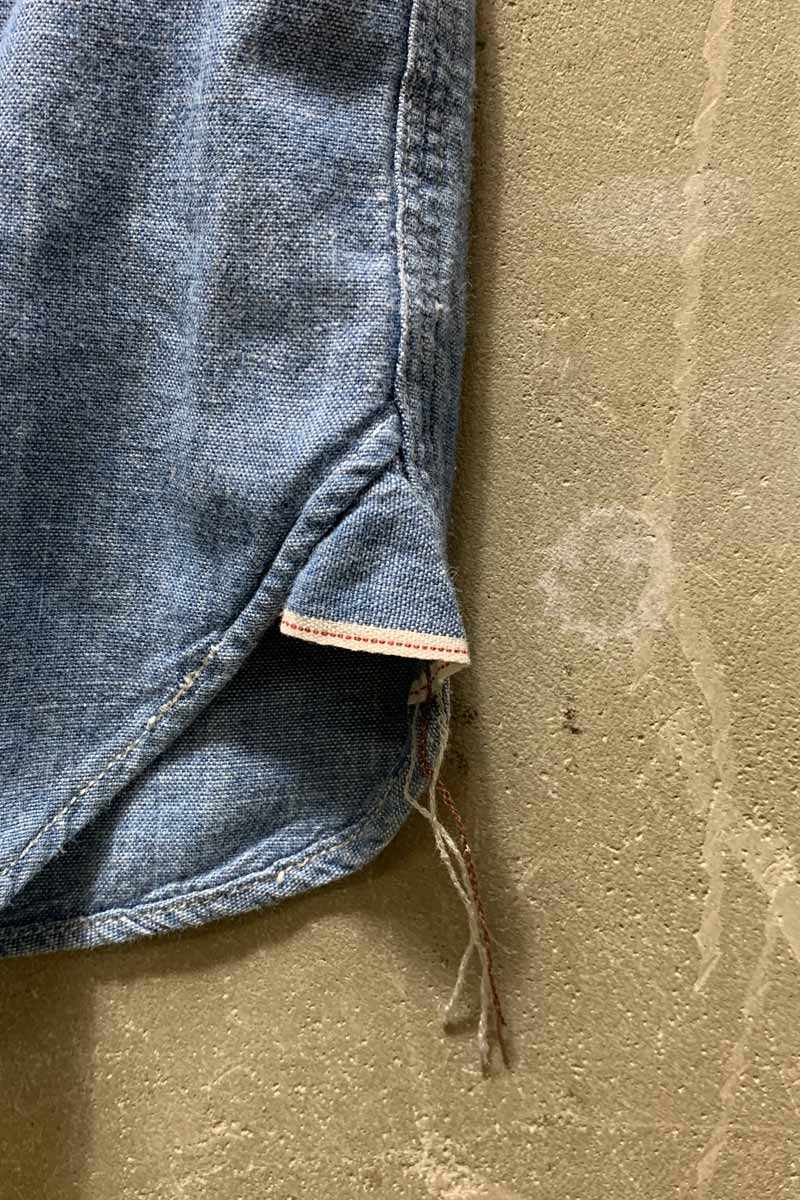 L/S CHAMBRAY WORK DENIM SHIRT / LIGHT INDIGO [SIZE: L USED]