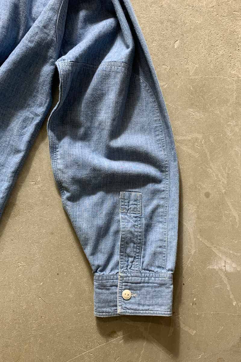 L/S CHAMBRAY WORK DENIM SHIRT / LIGHT INDIGO [SIZE: L USED]